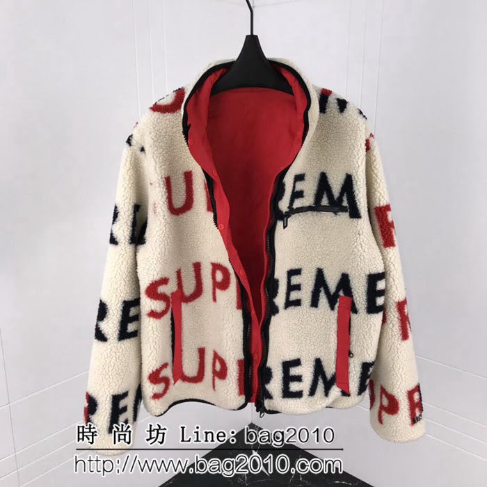 SUPREME 18FW 雙面穿 定制提花羊羔絨 男款棉服 ydi2587